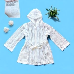 Vintage White Cut out Hooded Swim Cover Vintage Size LG